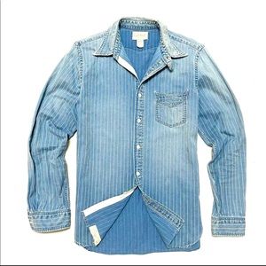 RRL Double RL Ralph Lauren RARE Striped Indigo denim work shirt Vintage Sz Small